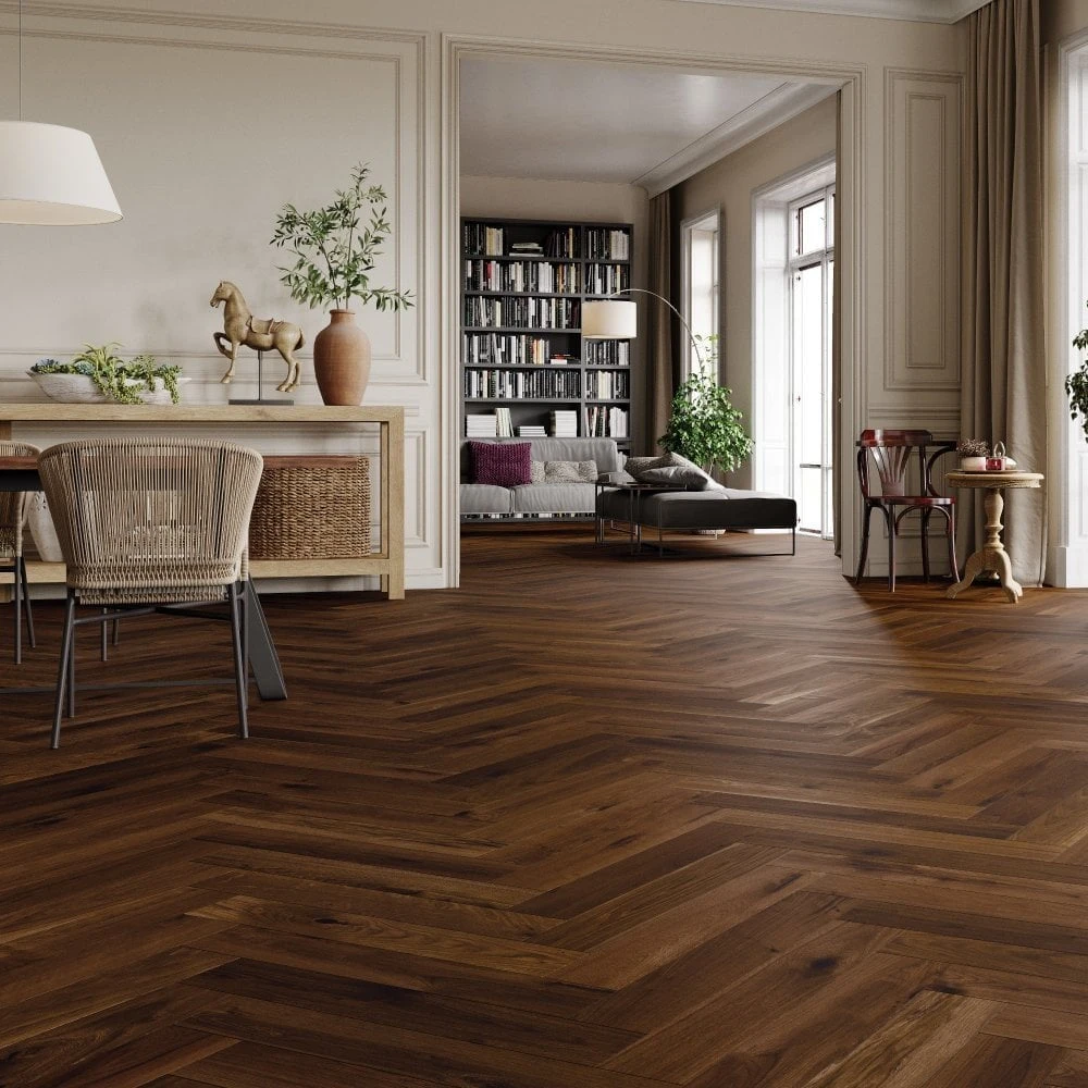 Liberty Floors Chestnut Oak - Manor Herringbone Parquet 14mm Engineered Real Wood Flooring (284294) 3 Liberty Floors Chestnut Oak - Manor Herringbone Parquet 14mm Engineered Real Wood Flooring (284294)