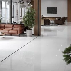 Liberty Floors White - Lustre Stone 8mm High Gloss Laminate Flooring (223770) -Premium Floor Shop white lustre stone 8mm high gloss laminate flooring 223770 p90000 207812 image